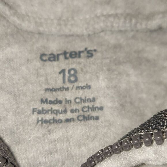 Carter's Gray Wolf Fleece Jumpsuit 18M - Picture 2 of 2